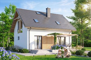 Projekt domu Dolce mini 2 - parterowy z poddaszem dom o powierzchni 79,51 m², dach dwuspadowy - ujęcie 4