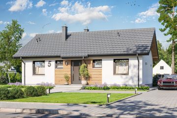 Projekt domu Tebe 5 szkielet drewniany - parterowy dom o powierzchni 70 m², dach dwuspadowy - ujęcie 3