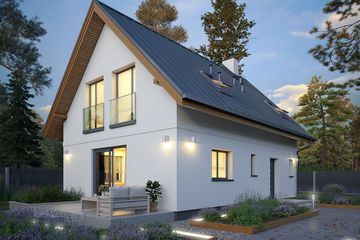 Projekt domu Fortunka - parterowy z poddaszem dom o powierzchni 100,13 m², dach dwuspadowy - ujęcie 2