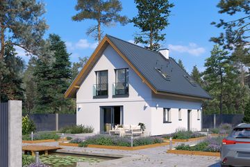 Projekt domu Fortunka - parterowy z poddaszem dom o powierzchni 100,13 m², dach dwuspadowy - ujęcie 4
