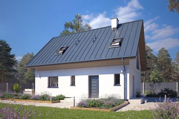 Projekt domu Fortunka - parterowy z poddaszem dom o powierzchni 100,13 m², dach dwuspadowy - ujęcie 5