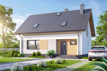 Projekt domu Rodzinek 5 mini 2 - parterowy z poddaszem dom o powierzchni 99,73 m², dach dwuspadowy - ujęcie 4