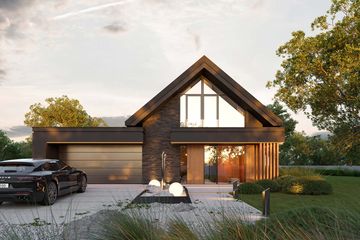 Projekt domu HomeKoncept 166 G2 wariant 03 - parterowy z poddaszem dom o powierzchni 126,16 m², dach dwuspadowy - ujęcie 2