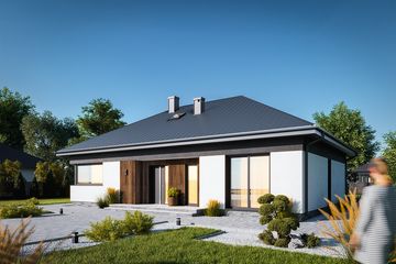 Projekt domu Malwa Nano (1989) - parterowy dom o powierzchni 109,90 m², dach kopertowy - ujęcie 3