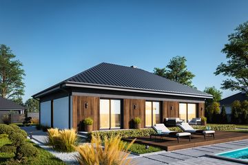 Projekt domu Malwa Nano (1989) - parterowy dom o powierzchni 109,90 m², dach kopertowy - ujęcie 4