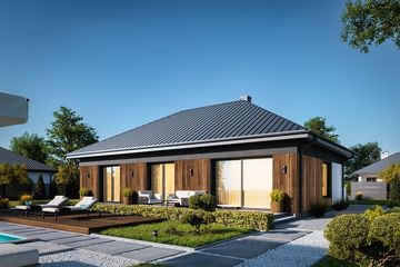 Projekt domu Malwa Nano (1989) - parterowy dom o powierzchni 109,90 m², dach kopertowy - ujęcie 6