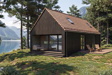 Projekt domu Halo - 1 - parterowy dom o powierzchni 67,05 m², dach dwuspadowy - ujęcie frontu