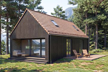 Projekt domu Halo - 1 - parterowy dom o powierzchni 67,05 m², dach dwuspadowy - ujęcie frontu
