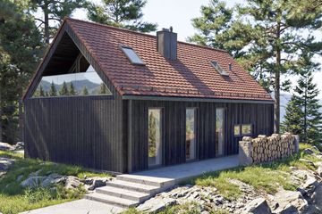 Projekt domu Halo - 2 - parterowy dom o powierzchni 80,05 m², dach dwuspadowy - ujęcie frontu
