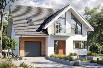 Projekt domu Krajobrazy 126 - parterowy z poddaszem dom o powierzchni 121,08 m², dach dwuspadowy, koszt budowy 335 000 zł - ujęcie frontu