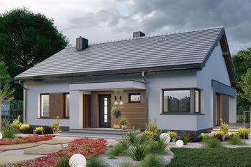 Projekt domu APS 353 wariant 4 - parterowy dom o powierzchni 100 m², dach dwuspadowy - ujęcie 2