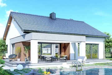 Projekt domu APS 353 wariant 4 - parterowy dom o powierzchni 100 m², dach dwuspadowy - ujęcie 3