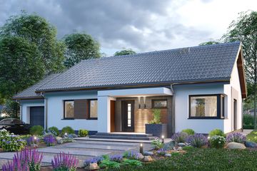 Projekt domu APS 353+G - parterowy dom o powierzchni 100 m², dach dwuspadowy - ujęcie 3