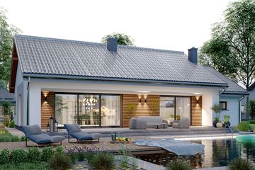 Projekt domu APS 353+G - parterowy dom o powierzchni 100 m², dach dwuspadowy - ujęcie 4