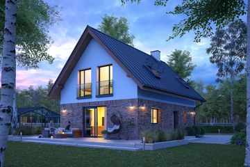 Projekt domu Fortunka 2 - parterowy z poddaszem dom o powierzchni 102,18 m², dach dwuspadowy - ujęcie 2