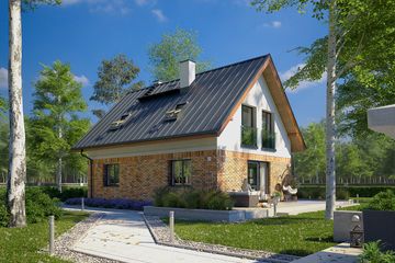 Projekt domu Fortunka 2 - parterowy z poddaszem dom o powierzchni 102,18 m², dach dwuspadowy - ujęcie 3