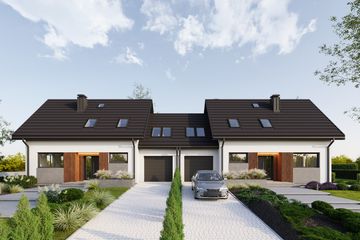 Projekt domu Czaruś Sto Duolit (1984) - parterowy z poddaszem dom o powierzchni 198,60 m², dach dwuspadowy - ujęcie 2