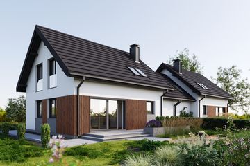 Projekt domu Czaruś Sto Duolit (1984) - parterowy z poddaszem dom o powierzchni 198,60 m², dach dwuspadowy - ujęcie 5