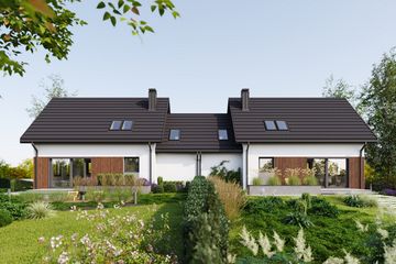Projekt domu Czaruś Sto Duolit (1984) - parterowy z poddaszem dom o powierzchni 198,60 m², dach dwuspadowy - ujęcie 6