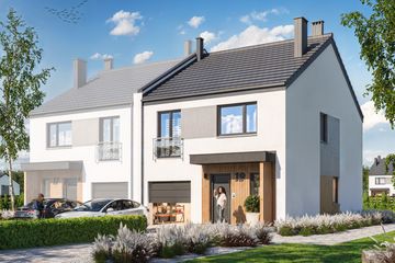 Projekt domu Alicjusz bliźniak - z pełnym piętrem dom o powierzchni 114,36 m², dach dwuspadowy - ujęcie 2