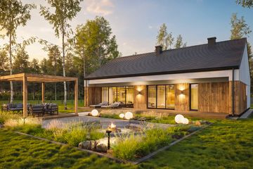Projekt domu na Majowej z garażem - parterowy dom o powierzchni 117,58 m², dach dwuspadowy - ujęcie 5
