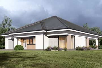 Projekt domu uA51v1 - parterowy dom o powierzchni 136,86 m², dach kopertowy - ujęcie 2