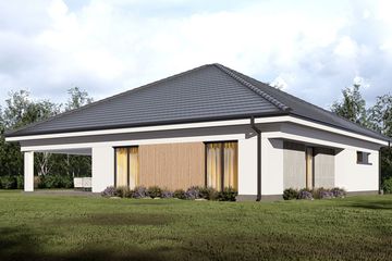 Projekt domu uA51v1 - parterowy dom o powierzchni 136,86 m², dach kopertowy - ujęcie 4