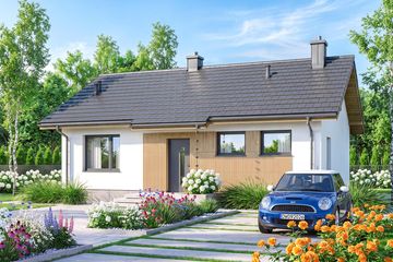 Projekt domu Mirabelka 2 bis - parterowy dom o powierzchni 58,44 m², dach dwuspadowy - ujęcie 2