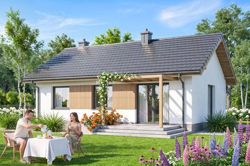Projekt domu Mirabelka 2 bis - parterowy dom o powierzchni 58,44 m², dach dwuspadowy - ujęcie 3