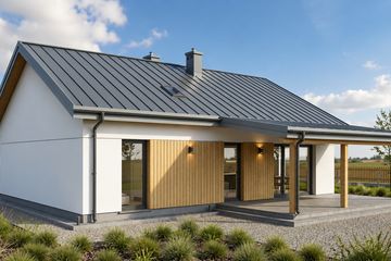 Projekt domu Grabowiec - parterowy dom o powierzchni 92,27 m², dach dwuspadowy, koszt budowy 282 000 zł - ujęcie frontu