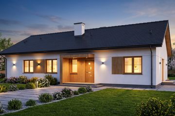 Projekt domu Rodzinny - parterowy dom o powierzchni 138,83 m², dach dwuspadowy - ujęcie 3