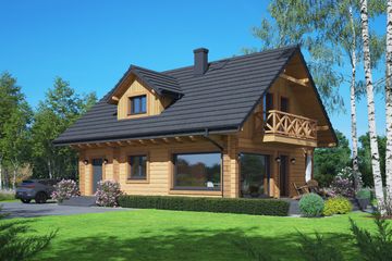 Projekt domu Osiek 305 dw - parterowy z poddaszem dom o powierzchni 111,40 m², dach dwuspadowy - ujęcie frontu