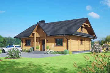 Projekt domu Polańczyk 5 dw - parterowy dom o powierzchni 85,84 m², dach dwuspadowy - ujęcie frontu