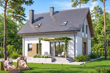 Projekt domu Tamarillo 9 - parterowy z poddaszem dom o powierzchni 98,99 m², dach dwuspadowy - ujęcie 3
