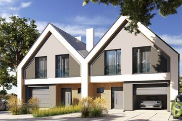 Projekt domu Ella Mini dom jednorodzinny dwulokalowy - parterowy z poddaszem dom o powierzchni 229,02 m², dach dwuspadowy - ujęcie frontu