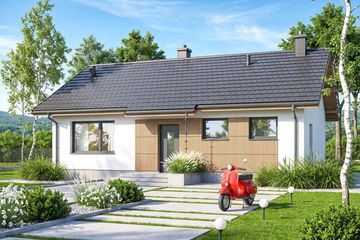 Projekt domu Mirabelka 4 bis 2 - parterowy dom o powierzchni 72,48 m², dach dwuspadowy - ujęcie 2