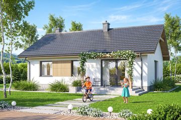 Projekt domu Mirabelka 4 bis 2 - parterowy dom o powierzchni 72,48 m², dach dwuspadowy - ujęcie 3