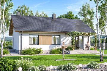 Projekt domu Mirabelka 4 bis 2 - parterowy dom o powierzchni 72,48 m², dach dwuspadowy - ujęcie 4