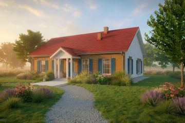 Projekt domu eko Typowy 84 - parterowy z poddaszem dom o powierzchni 220,35 m², dach dwuspadowy - ujęcie 4