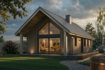 Projekt domu eko Typowy 85 - parterowy dom o powierzchni 109,04 m², dach dwuspadowy - ujęcie 3
