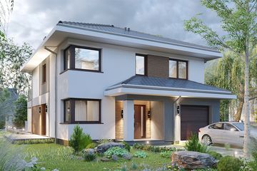 Projekt domu APS 357 - z pełnym piętrem dom o powierzchni 146,80 m², dach kopertowy - ujęcie 2