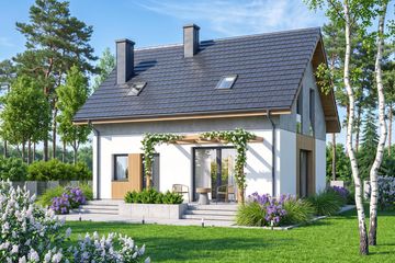 Projekt domu Tamarillo 9 mini - parterowy z poddaszem dom o powierzchni 89,92 m², dach dwuspadowy - ujęcie 3