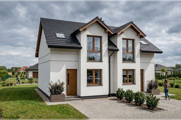 Projekt domu Frigg 1 [2M] - parterowy z poddaszem dom o powierzchni 156,32 m², dach dwuspadowy - ujęcie frontu