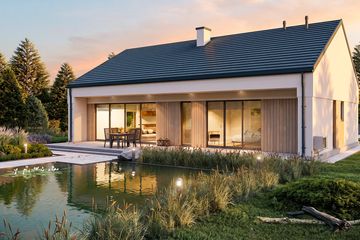 Projekt domu na Majowej drewniany - parterowy dom o powierzchni 107,88 m², dach dwuspadowy - ujęcie 4
