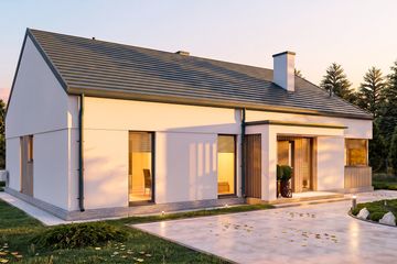 Projekt domu na Majowej drewniany - parterowy dom o powierzchni 107,88 m², dach dwuspadowy - ujęcie 5