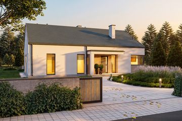 Projekt domu na Majowej drewniany - parterowy dom o powierzchni 107,88 m², dach dwuspadowy - ujęcie 6