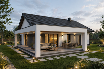 Projekt domu Vivia - parterowy dom o powierzchni 115,70 m², dach dwuspadowy - ujęcie 2