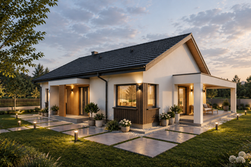 Projekt domu Vivia - parterowy dom o powierzchni 115,70 m², dach dwuspadowy - ujęcie 5