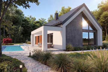 Projekt domu Ka307 - parterowy dom o powierzchni 193,58 m², dach dwuspadowy - ujęcie 2