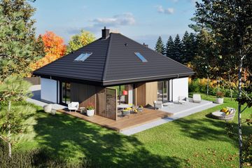 Projekt domu Flo V - parterowy z poddaszem dom o powierzchni 103,59 m², dach kopertowy - ujęcie 4